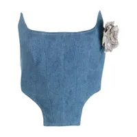 giuseppe di morabito corset en jean à applique fleur - bleu
