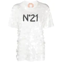 nº21 t-shirt crop à paillettes - blanc