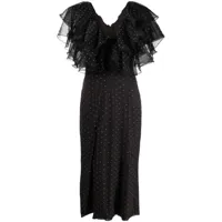 rotate birger christensen robe mi-longue à ornements strassés - noir