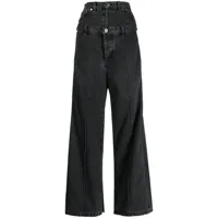rokh pantalon ample à effet superposé - noir
