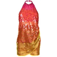 ronny kobo robe ornée de sequins à dos-nu - rose