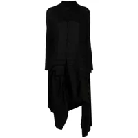 yohji yamamoto robe mi-longue asymétrique à volants - noir
