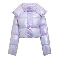 unreal fur veste matelassée fractals à effet holographique - violet