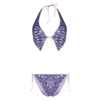 oséree bikini orné de sequins à dos-nu - violet