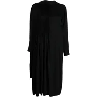 yohji yamamoto robe mi-longue drapée à design asymétrique - noir