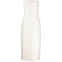 vanina robe mi-longue lula à perles artificielles - blanc
