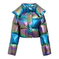 unreal fur veste matelassée fractals à effet holographique - bleu