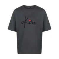 kiton t-shirt en coton à logo brodé - gris