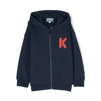 kenzo kids veste zippée à patch logo - bleu