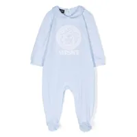 versace kids pyjama en coton stretch à motif medusa head - bleu