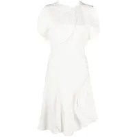 victoria beckham robe asymétrique à manches courtes - blanc