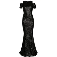 michael kors collection robe longue à paillettes - noir
