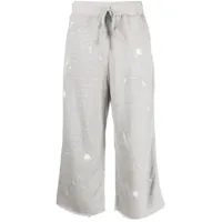 r13 pantalon de survêtement en coton à effet taches de peinture - gris