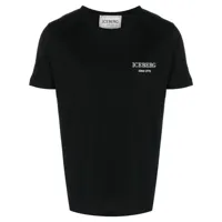 iceberg t-shirt en coton à logo brodé - noir