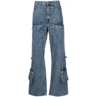 haikure jean bootcut à design multi-poches - bleu