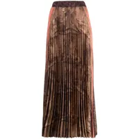 pierre-louis mascia jupe mi-longue plissée à imprimé graphique - marron