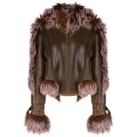 jean paul gaultier x knwls veste en cuir à bords texturés - marron