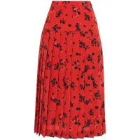 alessandra rich jupe plissée en soie à fleurs - rouge