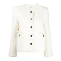 b+ab veste boutonnée en tweed - blanc