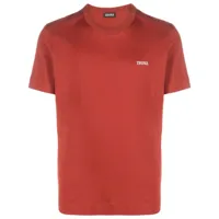 zegna t-shirt en coton à logo brodé - orange