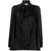zimmermann blouse en soie à col lavallière - noir