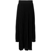 msgm jupe plissée à ourlet asymétrique - noir