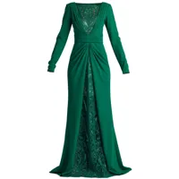 tadashi shoji robe longue drapée à sequins - vert