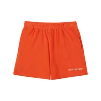 sporty & rich short en coton à logo brodé - orange