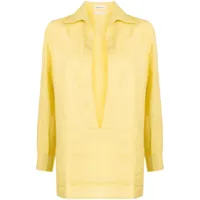 hermès pre-owned chemise en lin à col plongeant (années 1990-2000) - jaune