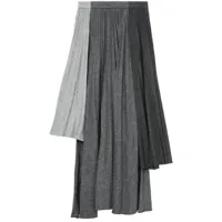 rokh jupe plissée triple à design asymétrique - gris
