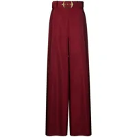 zimmermann pantalon ample en soie à taille ceinturée - rouge