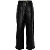 aeron pantalon en cuir à coupe droite - noir