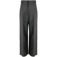 emporio armani pantalon droit à taille haute - gris