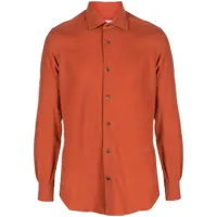 mazzarelli chemise en coton à col italien - orange
