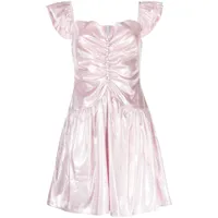 batsheva robe courte wendy à effet holographique - rose