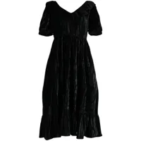 batsheva robe à détail de à volants - noir