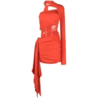 mugler robe courte à design asymétrique - rouge