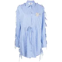 msgm robe-chemise en coton à rayures - bleu
