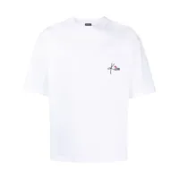 kiton t-shirt en coton à logo brodé - blanc