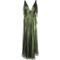 maria lucia hohan robe longue drapée en soie à design sans manches - vert