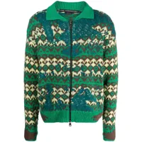 andersson bell cardigan submerge en maille intarsia - vert