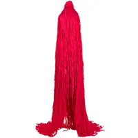 blumarine robe longue frangée à dos nu - rouge