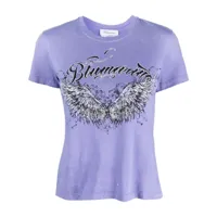 blumarine t-shirt en coton à logo imprimé - violet