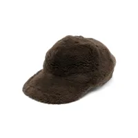 yves salomon casquette en peau lainée - marron
