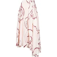 aje jupe mi-longue jeanne à imprimé abstrait - rose