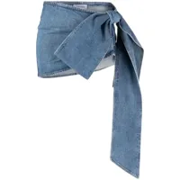 blumarine minijupe en jean à nœud oversize - bleu