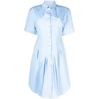 marni robe-chemise évasée à détails de plis - bleu