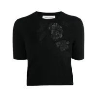 ermanno firenze t-shirt à fleurs brodées - noir