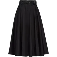 prada jupe plissée à taille ceinturée - noir