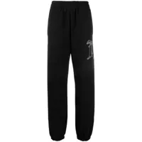 misbhv pantalon de jogging en coton biologique à logo imprimé - noir